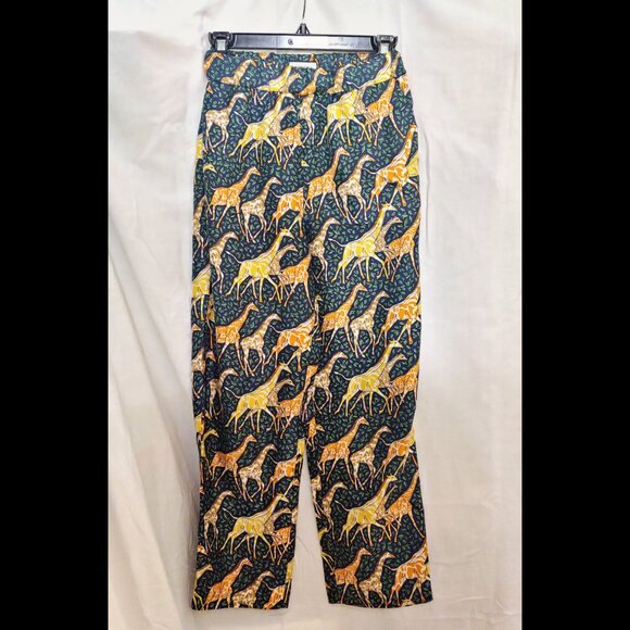 EUC J Crew Collection Silk Giraffe Print Matching Cropped Pants & Shirt Set 6 S - Picture 11 of 15